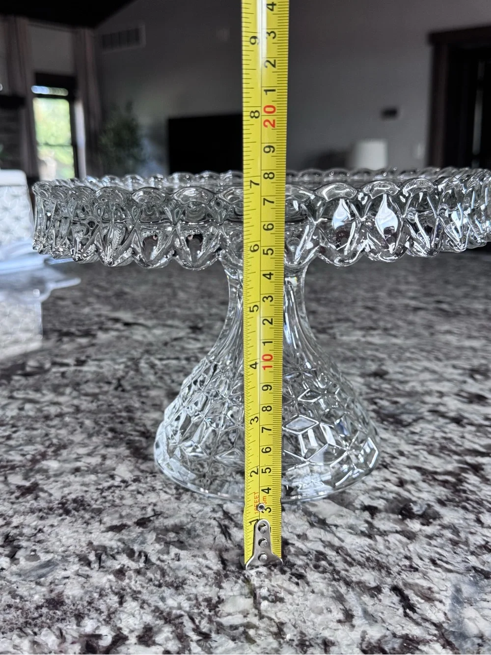 Fostoria American #2056 Clear Old Round Glass Pedestal Cake Stand With Rum Well